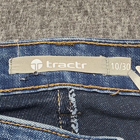 Tractr Womens Jeans 10 Blue Open Distressed Hem Festival Denim Beach Party Pants - Picture 7 of 12